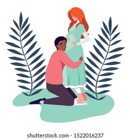 Pregnant woman and man design, Couple family love pregnancy maternity and expecting theme Vector illustration