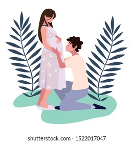 Pregnant woman and man design, Couple family love pregnancy maternity and expecting theme Vector illustration