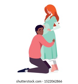 Pregnant woman and man design, Couple family love pregnancy maternity and expecting theme Vector illustration