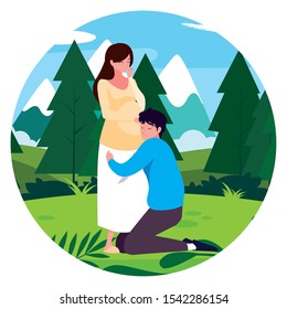 Pregnant woman and man design, Couple family love pregnancy maternity and expecting theme Vector illustration