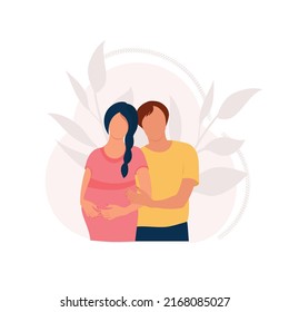 Una mujer embarazada y un hombre. Una feliz pareja casada. Ilustración vectorial en un estilo plano.