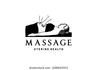 Pregnant woman massage logo design for fetal health with creative concept