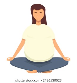 Pregnant woman meditate icon cartoon vector. Health group. Calm person relax