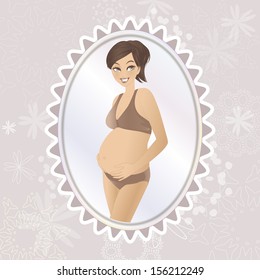 Pregnant woman in the mirror