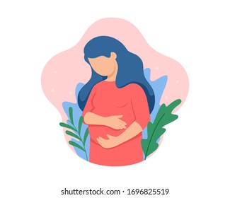 pregnant woman modern flat design vector  illustration