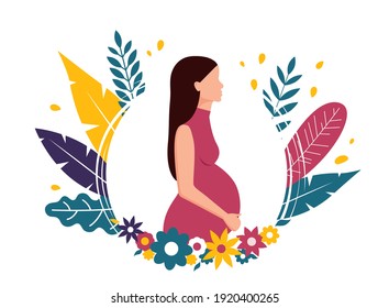 pregnant woman modern flat design illustration