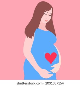 Pregnant Woman in Modern Flat Style. Maternity concept. Vector illustration.