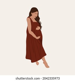 Pregnant woman. Modern. Vector conceptual illustration.