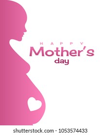 pregnant woman for mother day, stylized vector 
