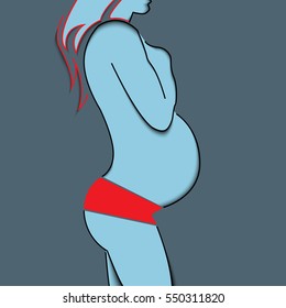 Pregnant Woman, Motherhood. Vector, Illustration