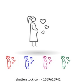 Pregnant, woman multi color icon. Simple thin line, outline vector of family life icons for ui and ux, website or mobile application