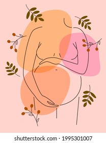 Pregnant woman in nature, vector illustration, healthcare, pregnancy