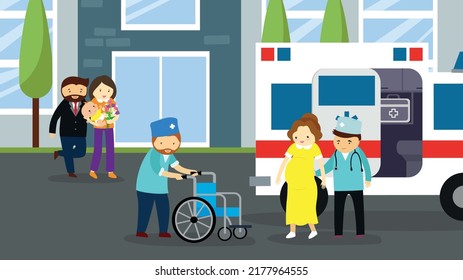 pregnant woman near the maternity hospital