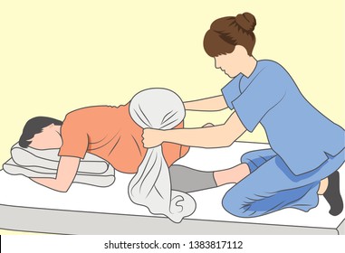 Pregnant woman with nurse supporting baby and mother w towel