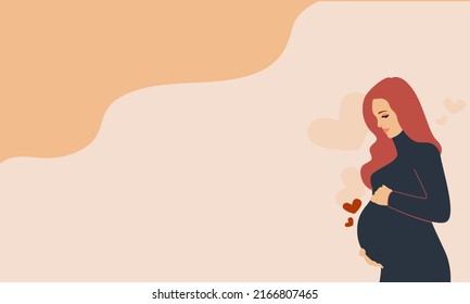 Pregnant woman on a background of leaves.The concept of pregnancy, motherhood, family. Happy mum. Pregnant belly side view. Pregnancy concept. Pregnant woman holds her belly. 