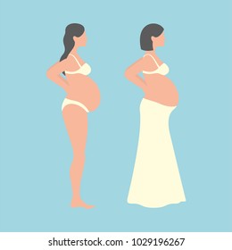 
Pregnant woman on blue background