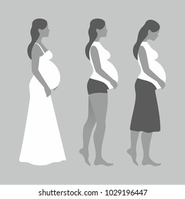 
Pregnant woman on gray background