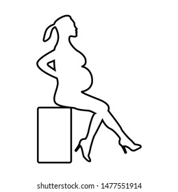 Pregnant woman on a white background, vector illustration for design.