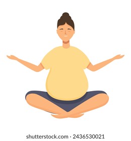 Pregnant woman on yoga icon cartoon vector. Relax time. Calm person exercise