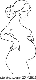 Pregnant Woman One Line Art, Minimalist, Motherhood, Maternity