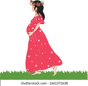 Pregnant woman Outdoor Maternity photoshoot vector