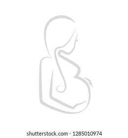 pregnant woman outline isolated on white background vector illustration