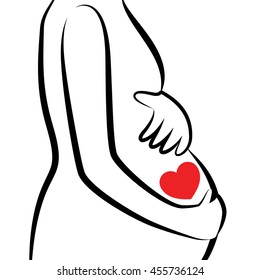pregnant woman, outline stylized vector symbol