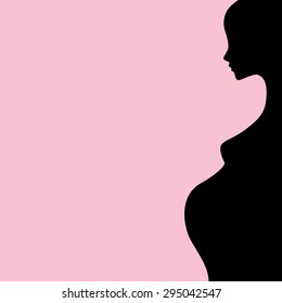 Pregnant woman, pink background,  vector illustration