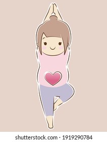a pregnant woman practices yoga pose