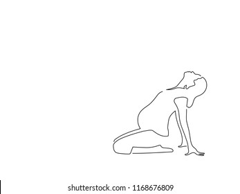 Pregnant woman practicing yoga isolated line drawing, vector illustration design. Maternity collection.