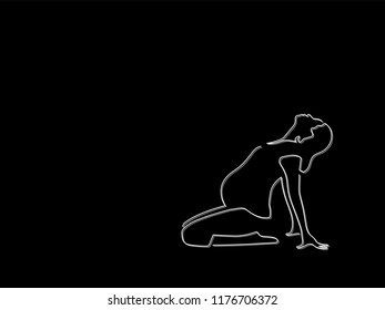 Pregnant woman practicing yoga isolated line drawing, vector illustration design. Maternity collection.