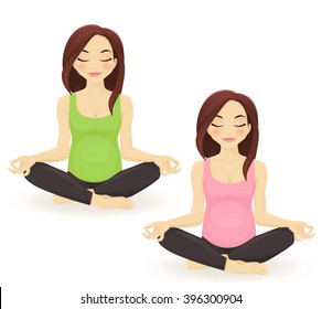 Pregnant  woman practicing yoga in lotus pose 