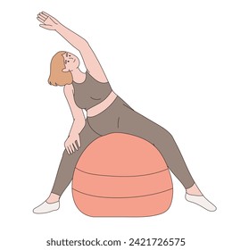 Pregnant woman practicing yoga vector flat illustration. Active future mothers doing aerobic exercise, meditating and stretching isolated. Female enjoy healthy lifestyle. Regular physical activity.