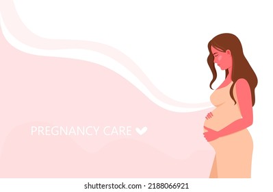 Pregnant woman. Pregnancy concert. Preservation of pregnancy, health care. Concept web page
