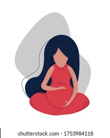 Pregnant woman. Pregnancy. A woman is expecting a child. Vector illustration. Flat illustration.