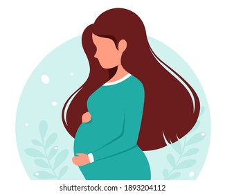 Pregnant Woman. Pregnancy, Motherhood Concept. Vector Illustration.
