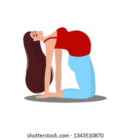 Pregnant Woman in Prenatal Yoga Pose Cartoon Illustration