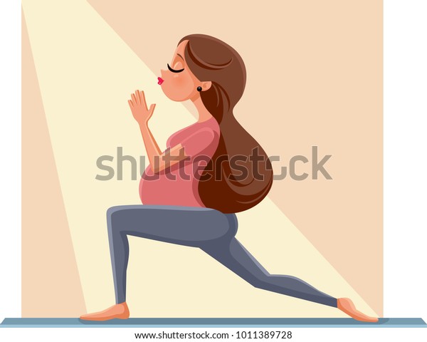 Pregnant Woman Prenatal Yoga Pose Cartoon Stock Vector Royalty Free