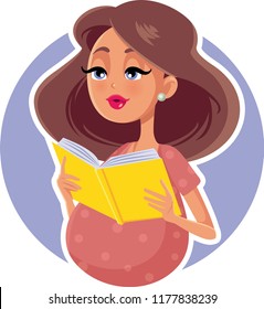 Pregnant Woman Reading a Parenting Book. Cute mother to be with questions about childbirth expanding her knowledge
