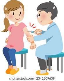 Pregnant woman receiving a vaccination from a doctor