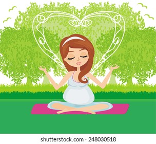 Pregnant woman relax doing yoga