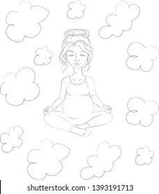 Pregnant woman resting on the clouds