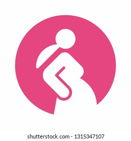 Pregnant woman round pink icon vector illustration isolated on white background