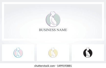 Pregnant Woman Rubbing Her Stomach Logo