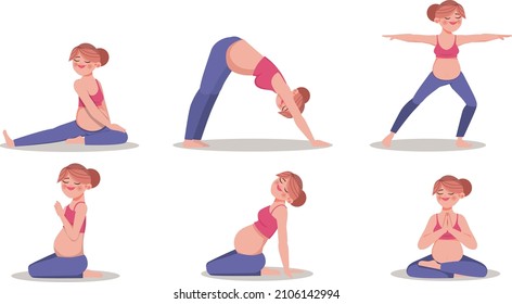 Pregnant woman safe exercise workout for healthy character.