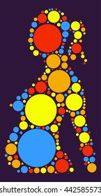Pregnant woman shape vector design by color point