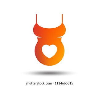 Pregnant woman shirt sign icon. Maternity with heart symbol Blurred gradient design element. Vivid graphic flat icon. Vector