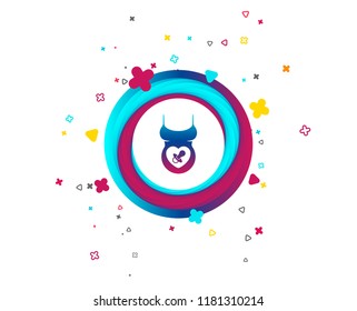 Pregnant woman shirt sign icon. Baby on board with dummy. Maternity symbol Colorful button with icon. Geometric elements. Vector