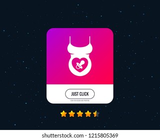 Pregnant woman shirt sign icon. Baby on board with dummy. Maternity symbol Web or internet icon design. Rating stars. Just click button. Vector