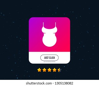 Pregnant woman shirt sign icon. Maternity symbol Web or internet icon design. Rating stars. Just click button. Vector